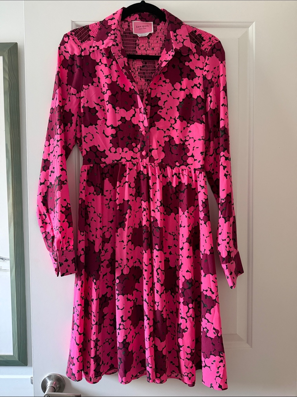 Kate Spade ♠️ hot pink and magenta floral button-front dress